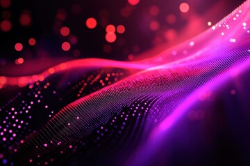 Modern stock market graph with purple and red colors, featuring cinematic lighting and motion blur, on a black background with abstract elements.