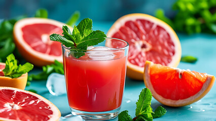 Refreshing grapefruit juice with mint