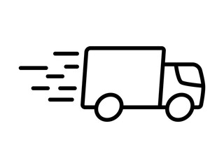 Fast shipping delivery truck icon, illustration, logo sign symbol pictogram template, for ui or ux isolated on white for mobile app, editable
