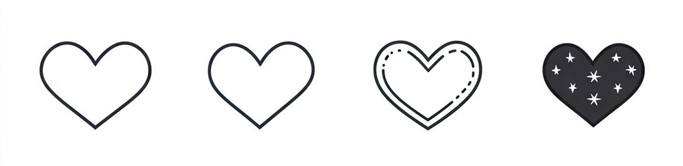 Heart vector icons. Set of love symbols isolated