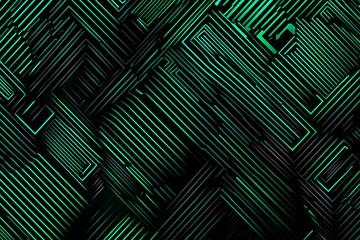 This vector illustration features a gradient green-black circuit board background, highlighted by an abstract technology pattern resembling interconnected circuitry
