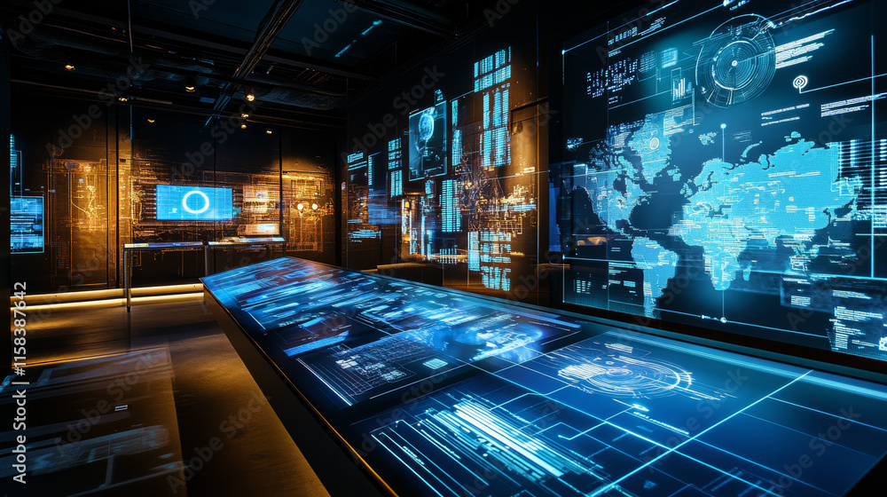 Poster abstract technology ui futuristic concept hud world interface hologram elements of digital data char
