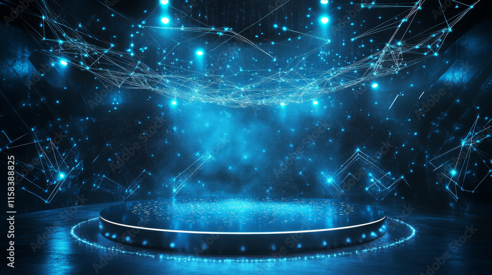 Aufkleber abstract mock up base web 3.0 semantic web artificial intelligence, stage, podium with beautiful lig