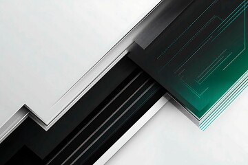 Obraz premium This vector illustration features a gradient green-black circuit board background, highlighted by an abstract technology pattern resembling interconnected circuitry.