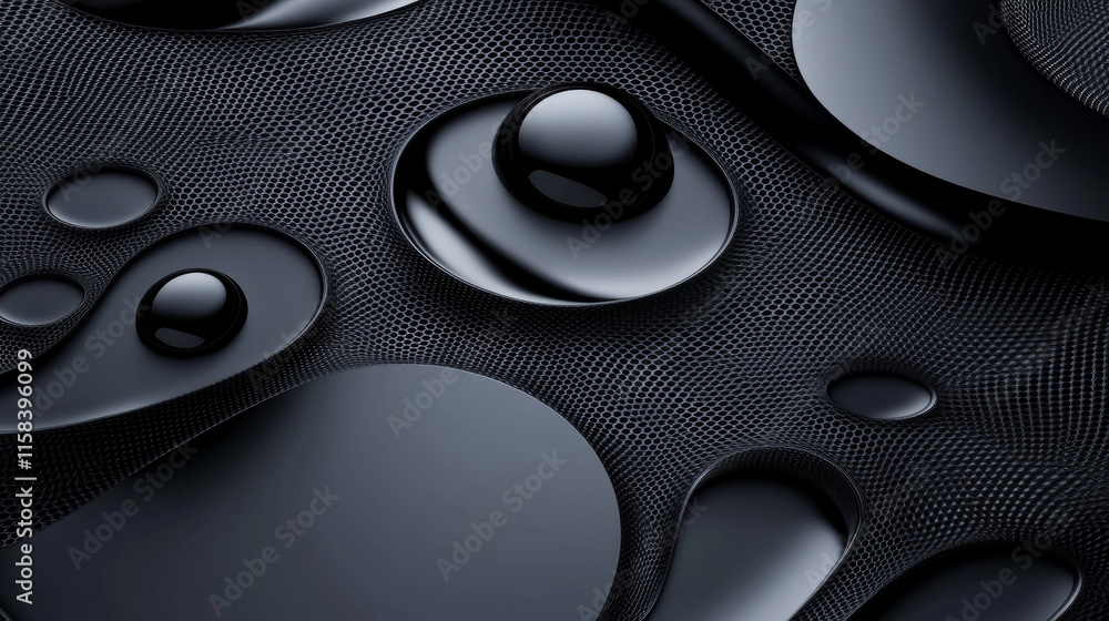 Poster 3d laptop blue abstract mesh background with circles, lines and shapes . design computer layout for 
