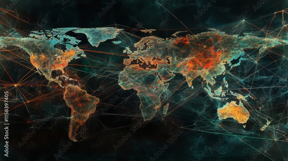 Poster abstract global network background world map connection point and line modern design.vector illustra
