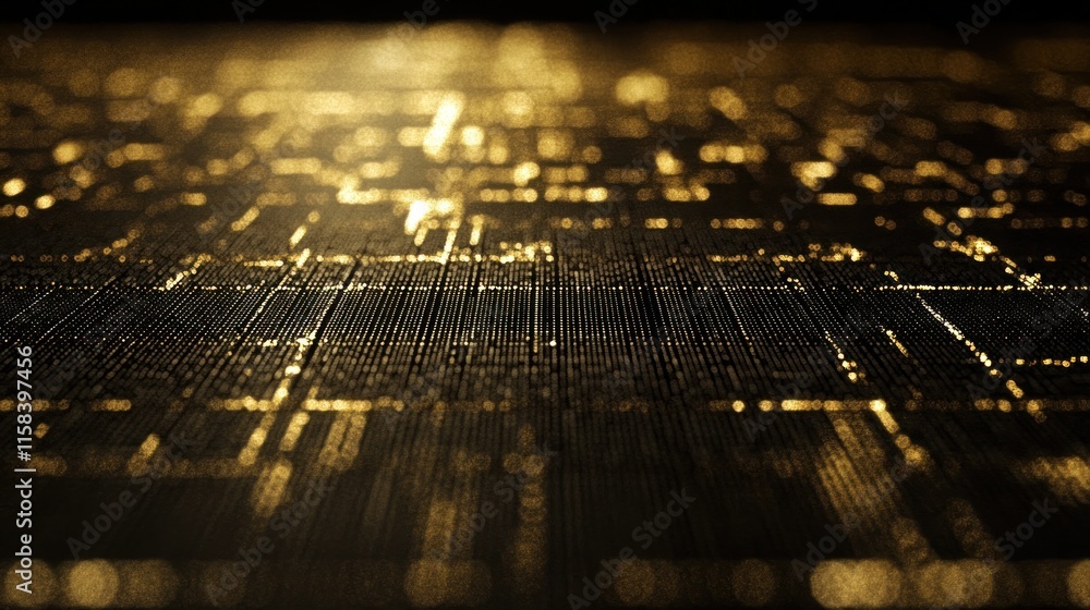Poster abstract gold digital data stream background.