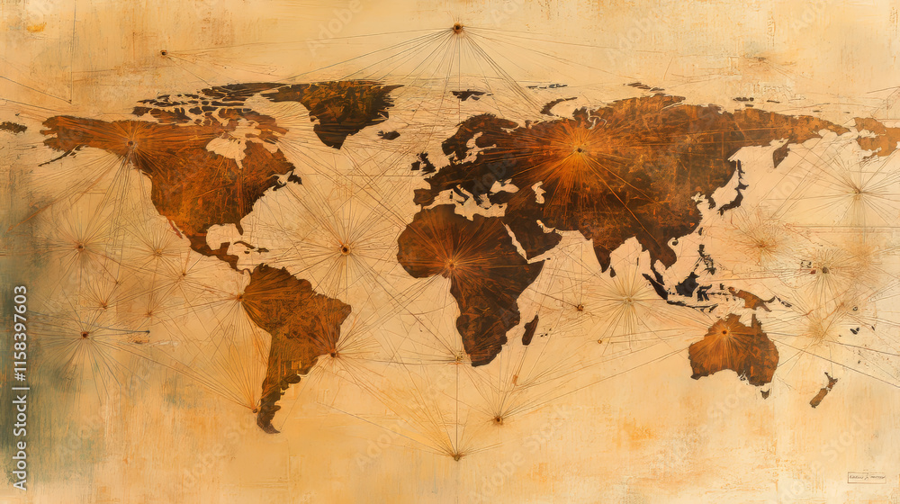 Poster abstract global network background world map connection point and line modern design.vector illustra
