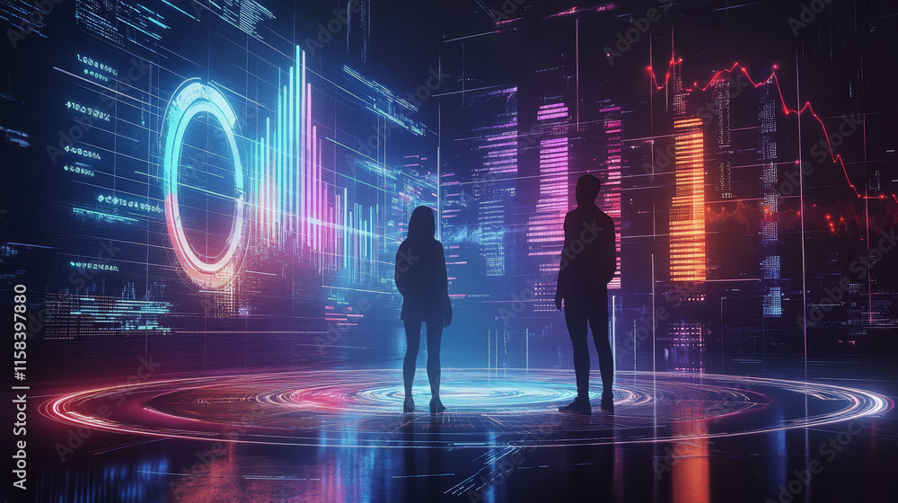 Poster abstract technology ui futuristic concept hud interface hologram elements of digital data chart, com