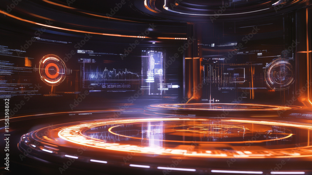Poster abstract technology ui futuristic concept hud interface hologram elements of digital data chart, com
