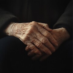 Fototapeta premium Handshake of Two Mature Businessmen in Dark Atmosphere Signifying Successful Agreement