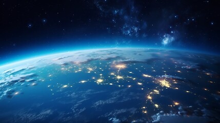 Fototapeta premium Captivating View of Earth Shrouded in Milky Way s Luminous Embrace A stunning close up perspective showcasing our planet within the grandeur of the Milky Way galaxy