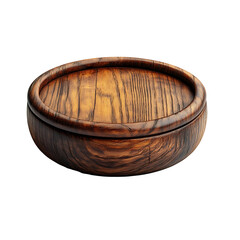 Rustic wooden bowl isolated Transparent Background.