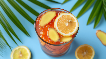 Refreshing ginger lemon drink