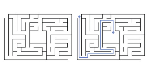 Labyrinth Maze Game for Children Worksheet with Solution 