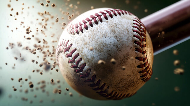 Baseball hit in action sports field dynamic photography outdoor close-up power