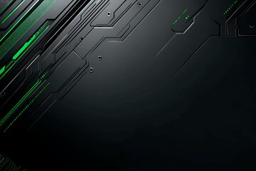 This vector illustration features a gradient green-black circuit board background, highlighted by an abstract technology pattern resembling interconnected circuitry.