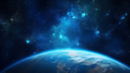 Fototapeta premium Stunning close up view of the mesmerizing planet Earth set against the backdrop of the brilliantly shining Milky Way galaxy showcasing the captivating beauty and wonder of our celestial universe