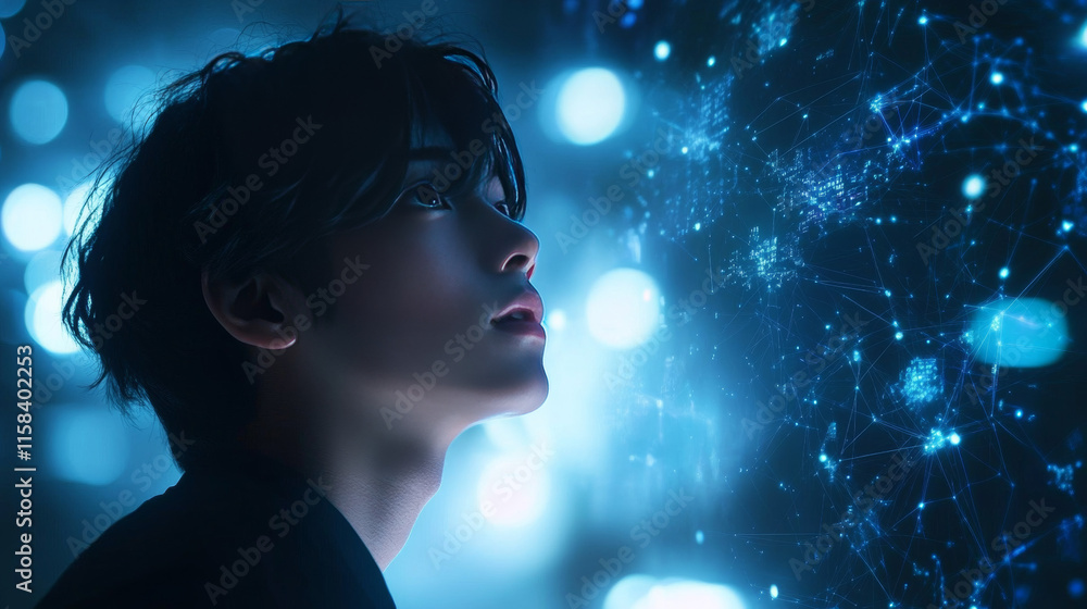 Poster abstract technology concept cyber security with circle lock warning and antivirus hi tech background