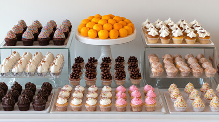 Delicious cupcake display at a festive bakery colorful treats in a bright environment