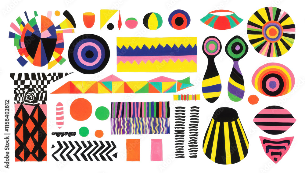 Poster vibrant abstract art patterns creative studio digital art colorful environment overhead view contemp