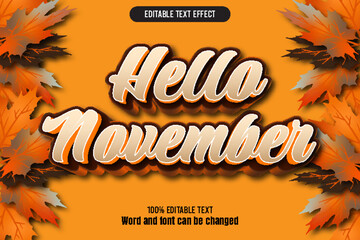 Hello November editable text effect 3d emboss cartoon