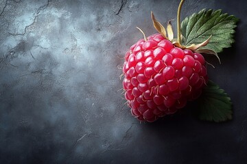 raspberries on a dark background with space for text