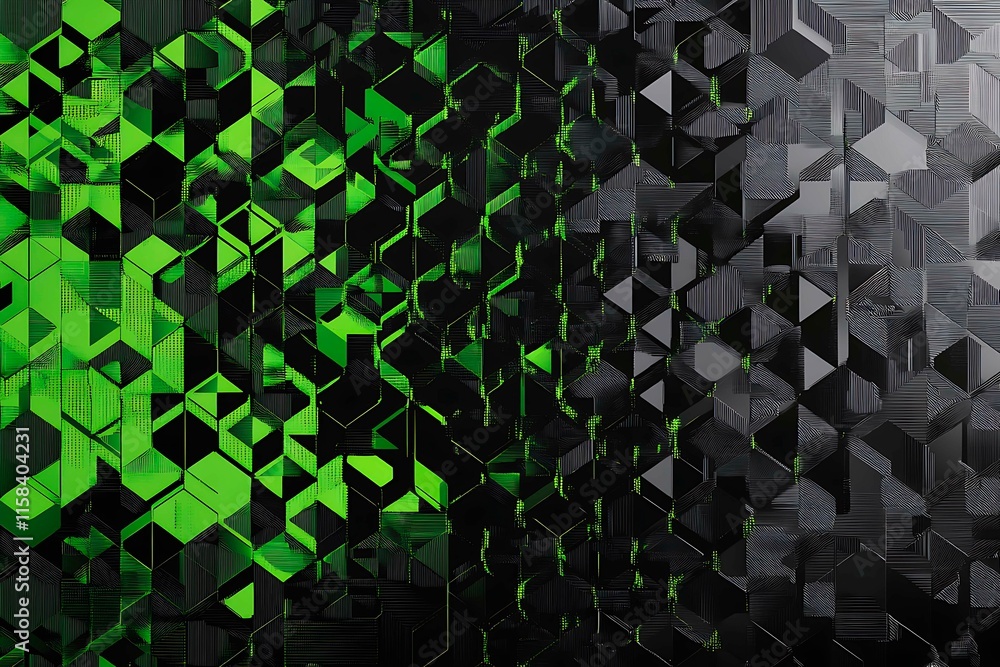 Poster this vector illustration features a gradient green-black circuit board background, highlighted by an