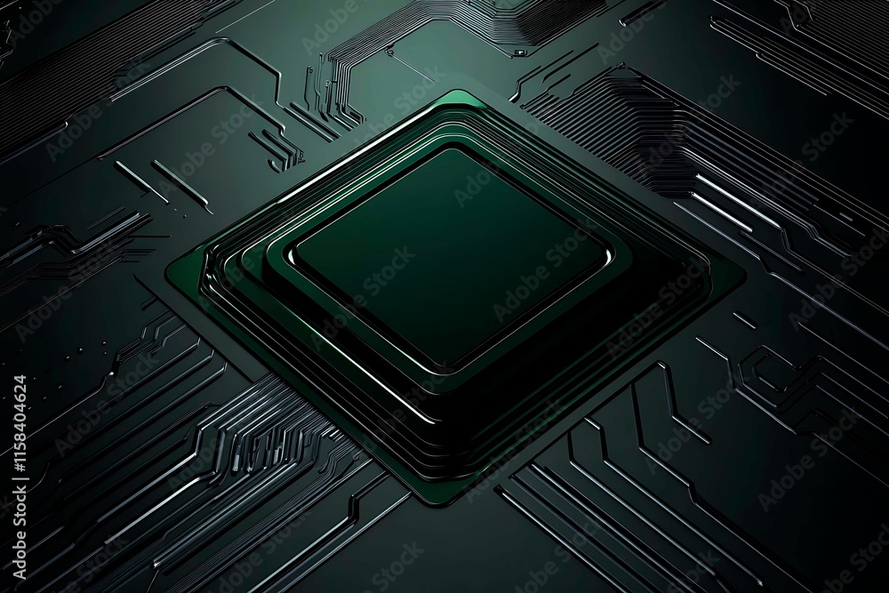 Poster this vector illustration features a gradient green-black circuit board background, highlighted by an