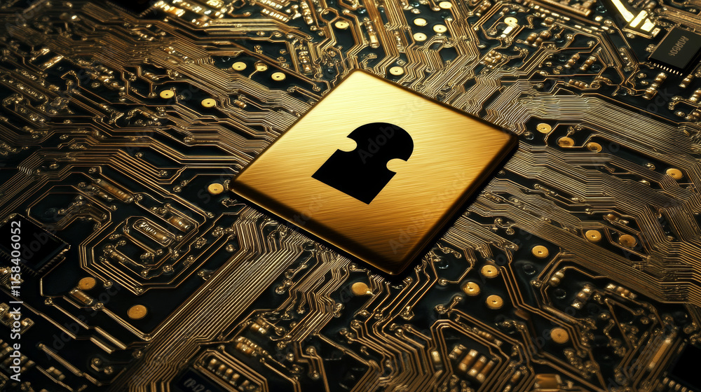 Poster abstract technology concept cyber security with lock circle and digital hi tech background