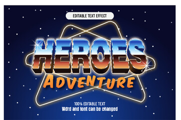  Heroes adventure editable text effect 3d emboss 80s