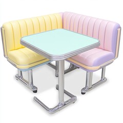 Pastel Retro Diner Booth and Table