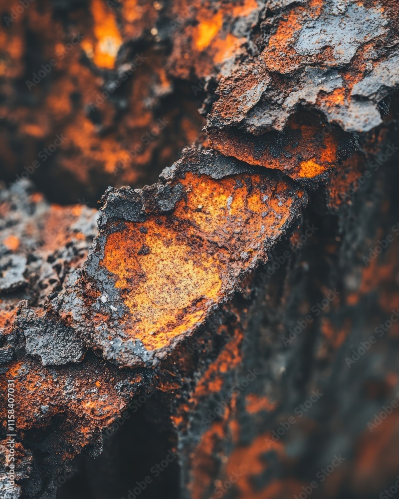 Poster close-up of heavily rusted metal with texture and color variations.