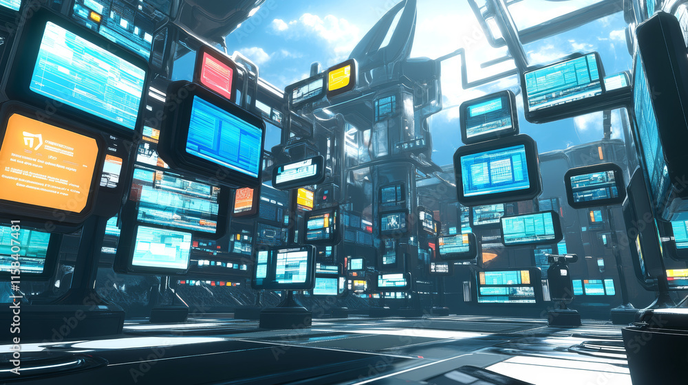 Poster abstract technology ui futuristic concept hud interface hologram elements of digital data chart, communication, computing and circle world innovation on hi tech future design background