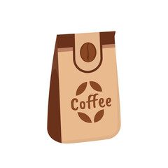 A coffee packet featuring a warm beige and brown color scheme with a coffee bean logo, ideal for representing fresh, high-quality coffee products