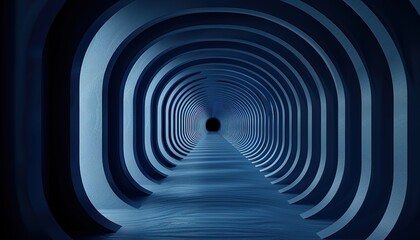 Abstract glowing geometric oval lines on dark blue background
