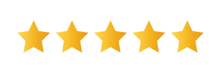 Gold Stars rating icon set, five star rating, Vector illustration.