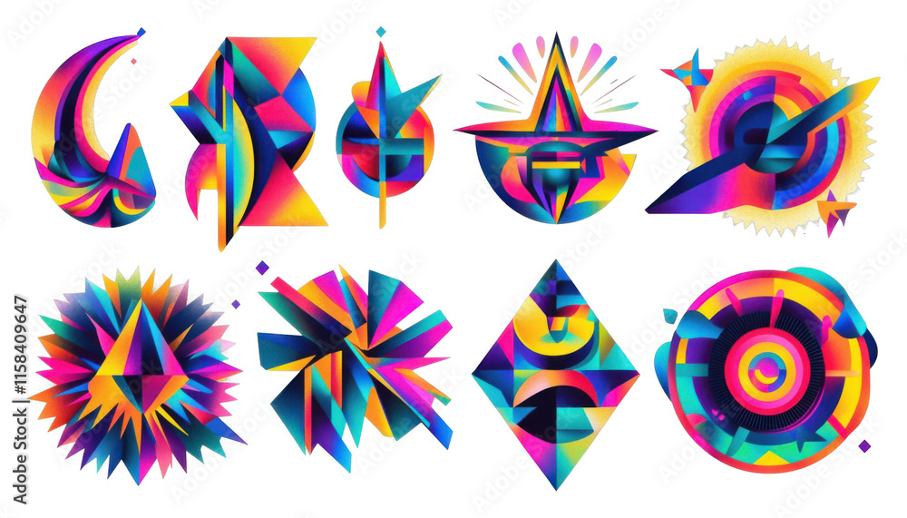 Poster dynamic abstract shapes digital art gallery graphic design colorful patterns creative space modern a