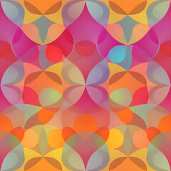 A colorful seamless geometric pattern with triangles, squares, and various shapes in pink, blue, and yellow, creating a decorative and artistic design for a modern abstract backdrop