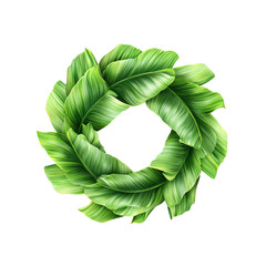 Lush Tropical Banana Leaf Wreath Frame - Isolated on Black
