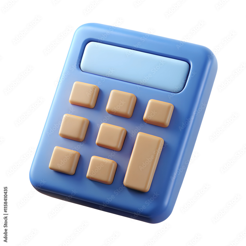Poster 3d minimal calculator render concept of financial management. device calculate isolated on white bac