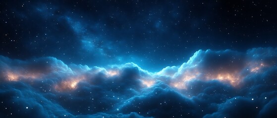 Obraz premium Glowing nebula clouds in dark space.