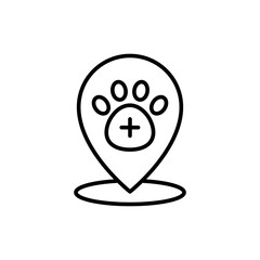 Veterinary location outline icons, minimalist vector illustration ,simple transparent graphic element .Isolated on white background