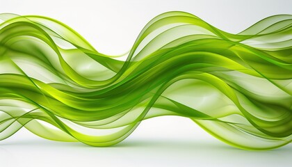 Abstract bright green wave lines on white background. 