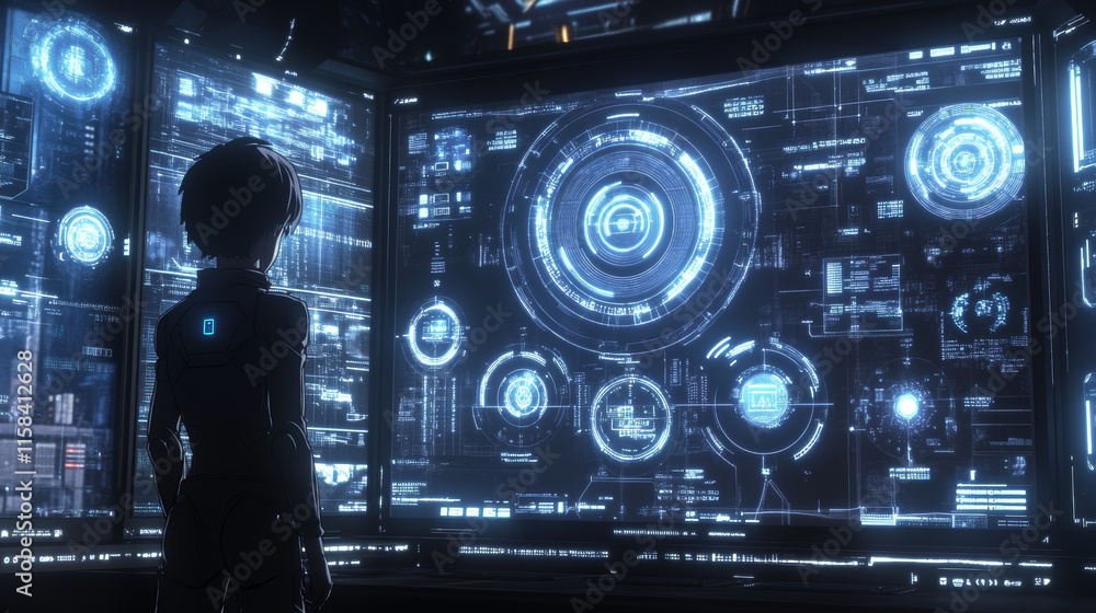 Poster abstract technology ui futuristic concept hud interface hologram elements of digital data chart, com