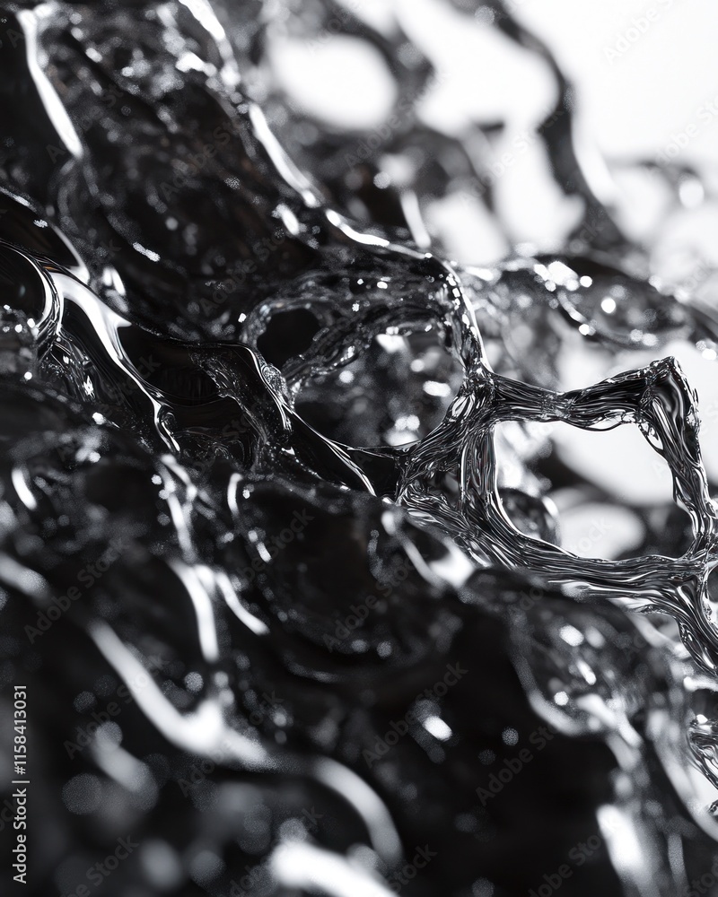 Poster abstract close-up of dark liquid, showing texture and flow.