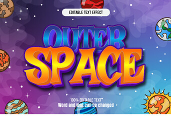 Outer Space editable text effect 3d emboss cartoon