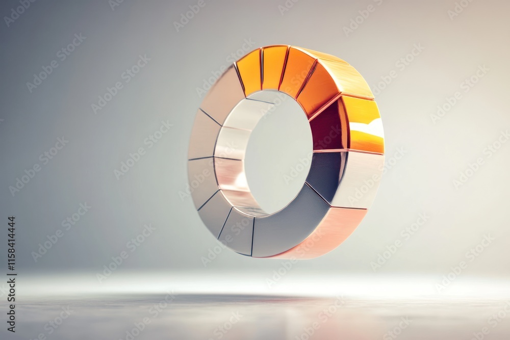 Aufkleber 3d metallic pie chart graphic showing data segments.