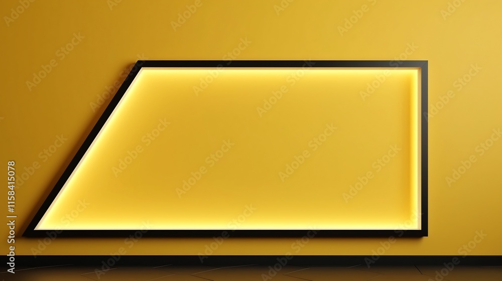 Poster stunning minimalist modern frame with angular black border against a pearl yellow wall featuring dra