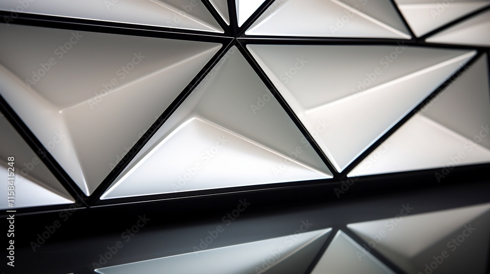 Poster stylish close up of an angular black bordered frame with reflective porcelain surfaces and an indire